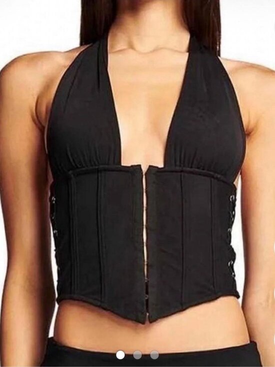 I.AM.GIA Tops - I.AM.GIA Black Corset Top Lace-Up Sides Size XS